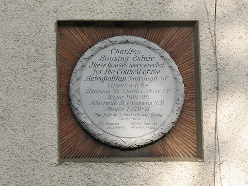 Charlton housing estate plaque