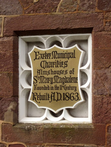 Plaque, Magdalen Almshouses, Exeter