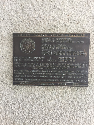 United State Science Pavilion dedication plaque