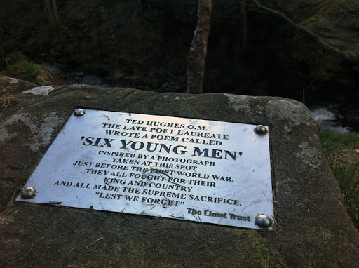Plaque on a rock near Lumb Falls, Crimsworth Dean