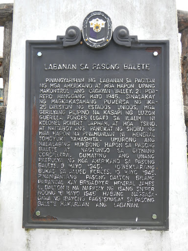 Battle of Balete Pass historical marker