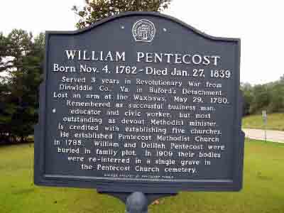 William Pentecost Born Nov. 4, 1762-Died Jan. 27,