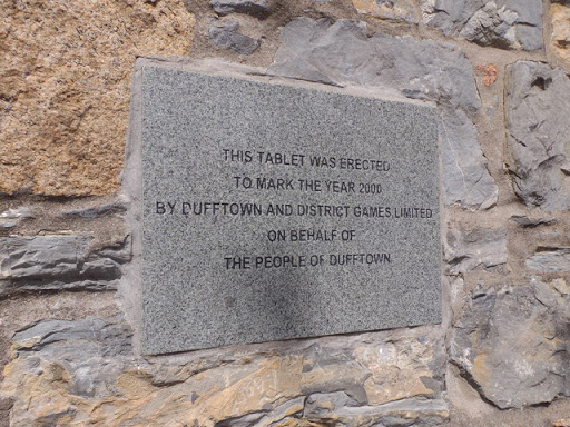 A millennium tablet on Dufftown's clock tower