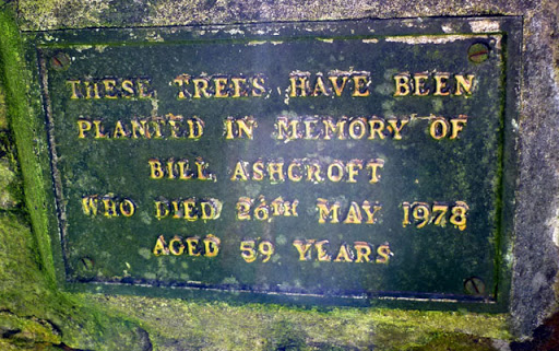 Plaque on the Bill Ashcroft memorial, Cotterdale West Forest