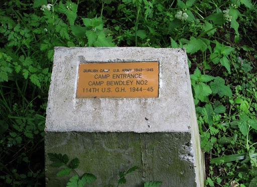 Plaque marking former entrance to Camp Bewdley No. 2, Burlish Top, near Stourport-on-Severn