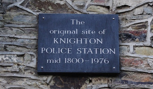 Former Police Station plaque, Brookside Square, Knighton, Powys