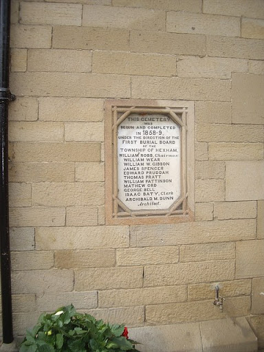 A plaque on the wall of St Andrew's cemetery office