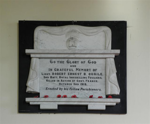 Plaque, St John's Church of Ireland, Drumshanbo