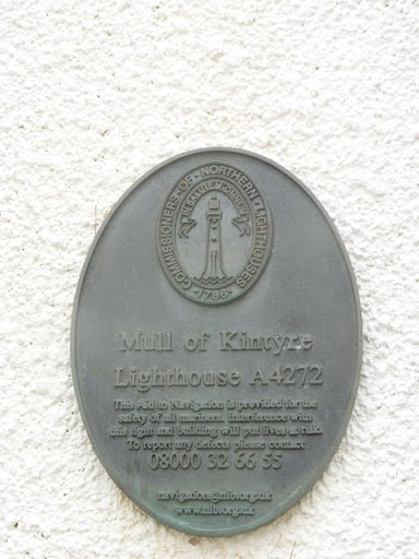 Plaque on Mull of Kintyre Lighthouse