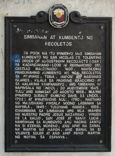 Church and Convent of the Recollects historical marker