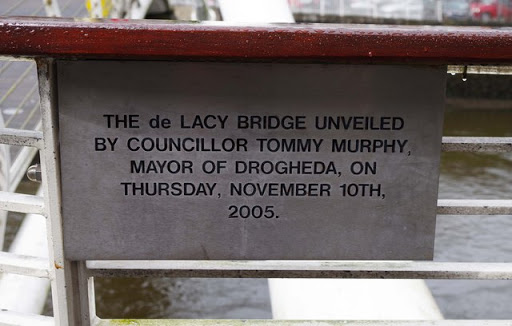 Plaque by De Lacey Bridge, Drogheda, Co. Louth