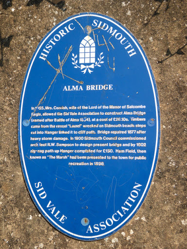 Blue Plaque, Alma Bridge, Sidmouth, Devon