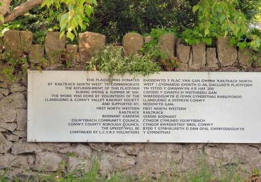 Plaque at Tal-y-Cafn & Eglwysbach Station