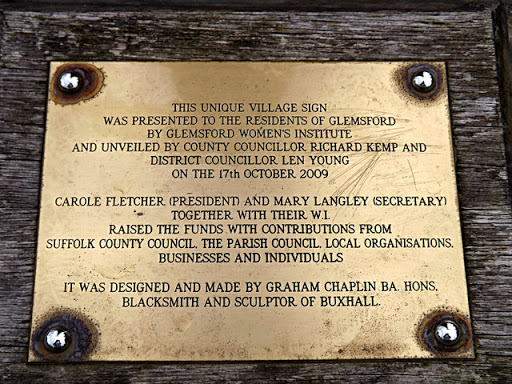 Plaque on Glemsford Village sign