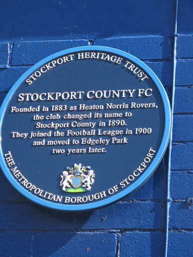 Blue plaque at Edgeley Park, Stockport