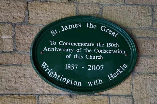Plaque at St James the Great Church, Wrightington