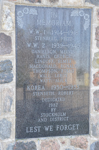 Stockholm, Saskatchewan Cenotaph War Memorial