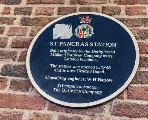 Plaque, St Pancras International Station, London N1
