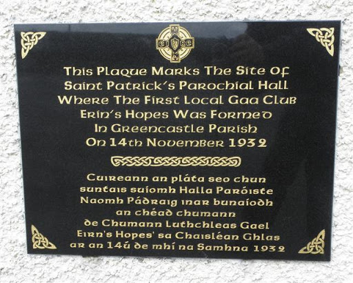 Plaque, St Patrick's Hall