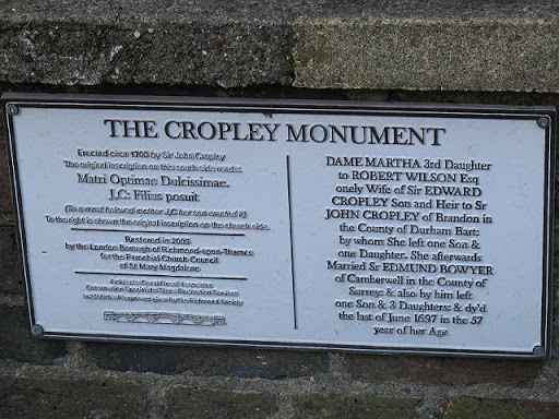 Plaque for the Cropley monument