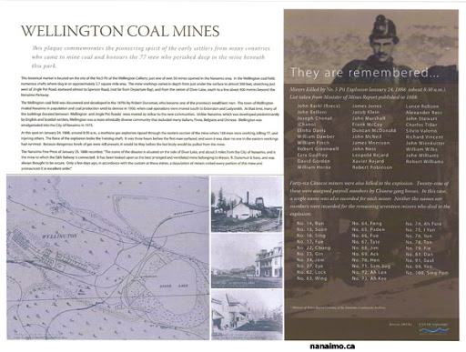 Wellington Coal Mine Interpretive Plaque