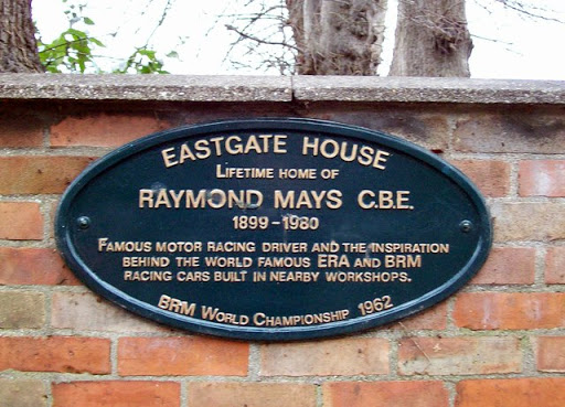 Commemorative plaque to Raymond Mays at Bourne, Lincolnshire