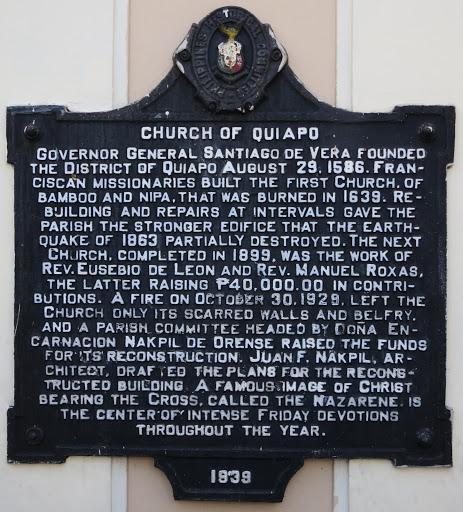 Church of Quiapo historical marker