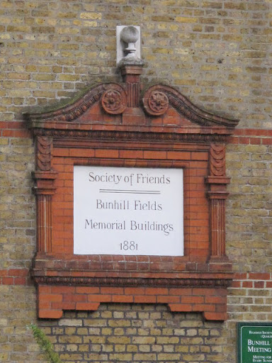 Plaque on the Bunhill Fields Meeting House (Society of Friends), off Banner Street, EC1