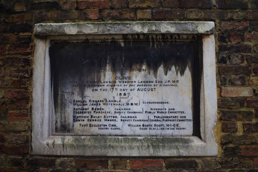 Plaque commemorating the opening of St. James Gardens, Camden, London