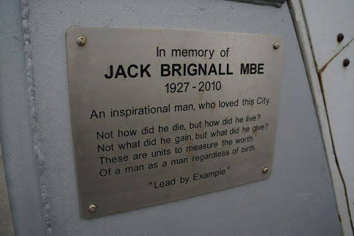 Plaque to Jack Brignall MBE