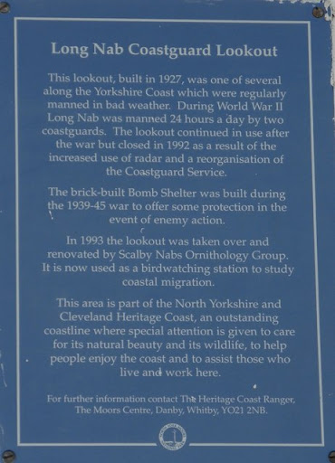 Plaque on Long Nab Coastguard Station