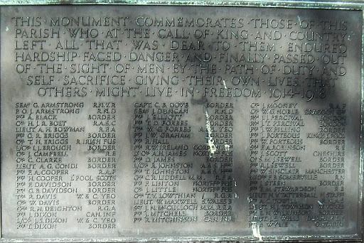 Plaque on war memorial