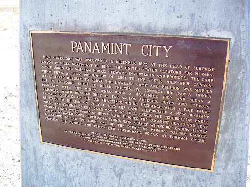 Historic marker for the ghost town of Panamint City, CA