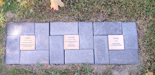 Witness Stones for enslaved people Cato, Jin Cole and Titus at Historic Deerfield, Massachusetts
