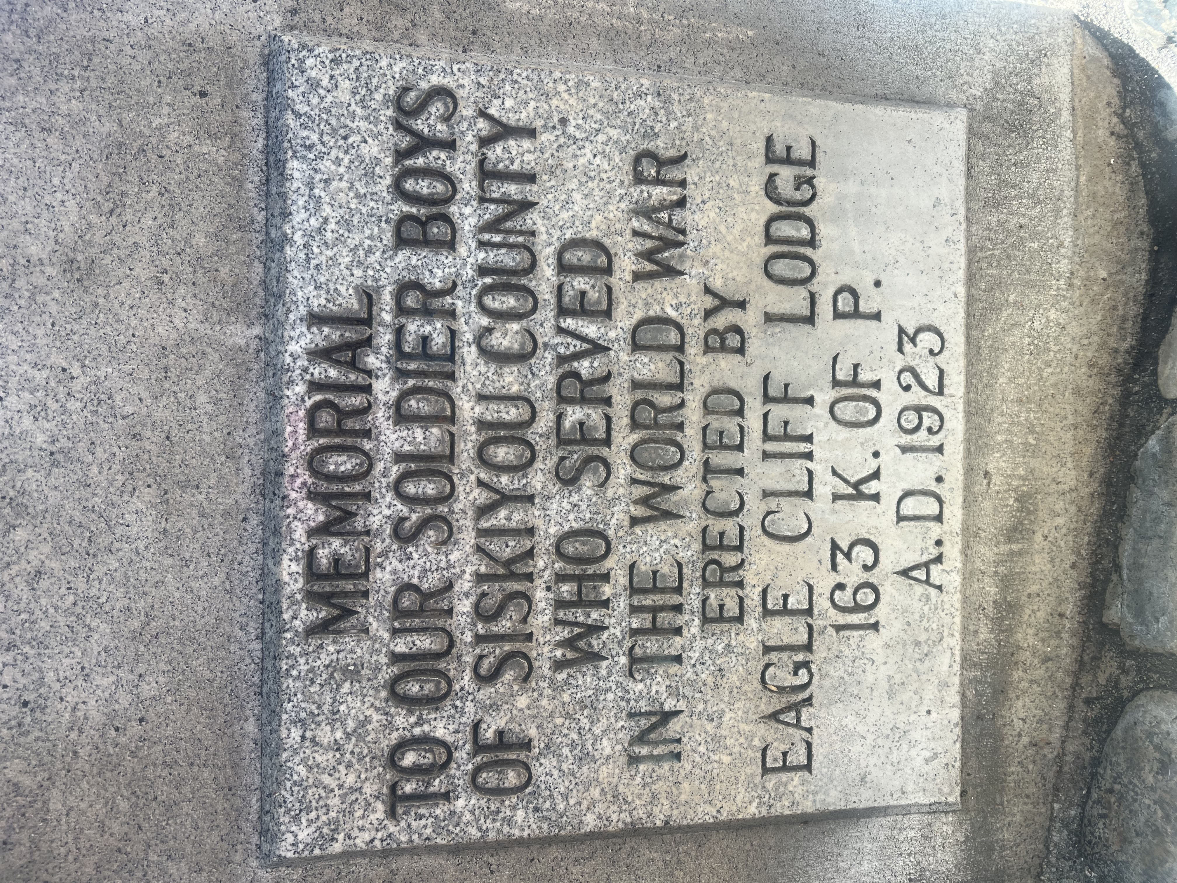 Memorial To Our Solider Boys of Siskiyou County