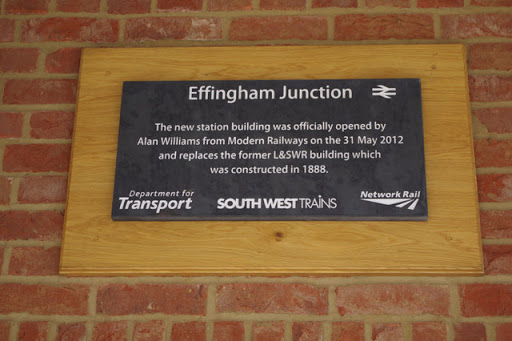 Plaque at Effingham Junction Station