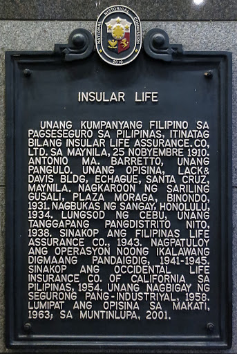 Insular Life historical marker