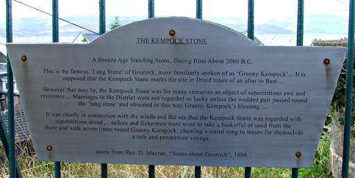 Plaque at the Kempock Stone