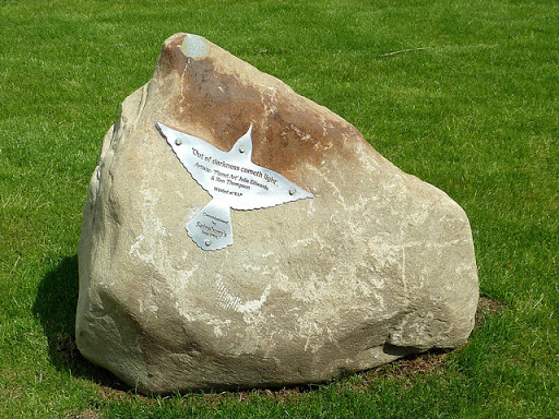Information plaque by a sculpture, Wolverhampton