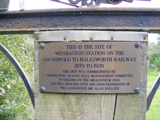 Plaque at the Site of the Wenhaston Railway