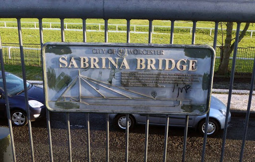 Plaque on Sabrina Bridge, Henwick, Worcester