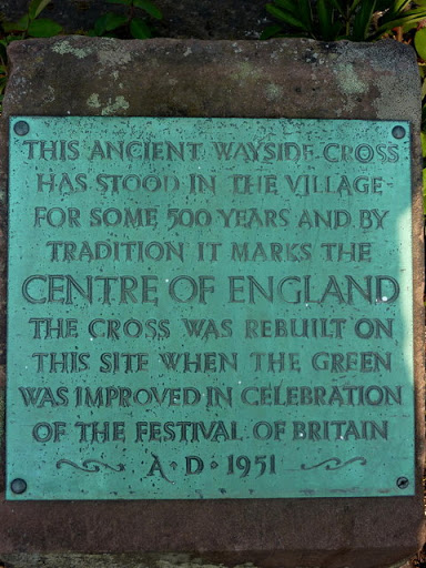 Plaque by the cross, Meriden village green